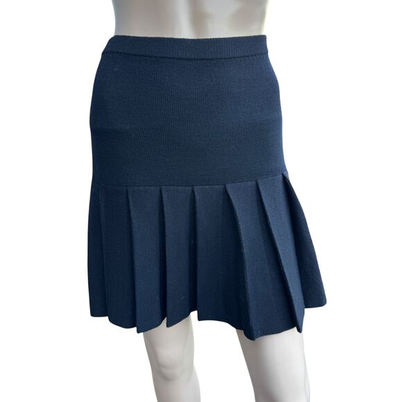 St. John Petite Black Santana Knit 2pc Skirt Suit Set Gold Button Cardigan Mini - Picture 5 of 16